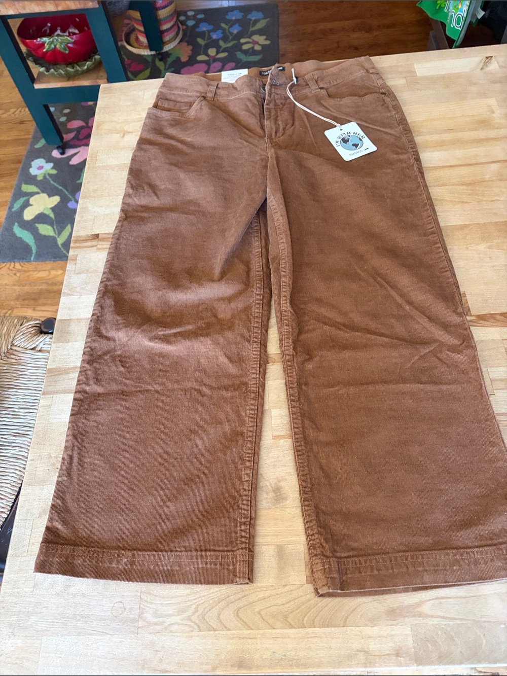 Toad&Co Wide Leg Corduroy Pants in Rust Brown